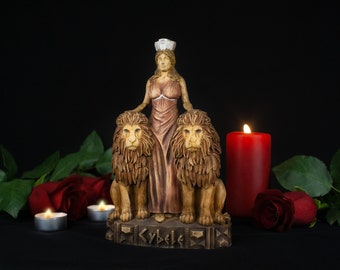 Goddess Cybele, Greek sculpture Greek statue Greek goddess statue Goddess figurine Mother goddess Greek mythology Wooden statue Mother earth