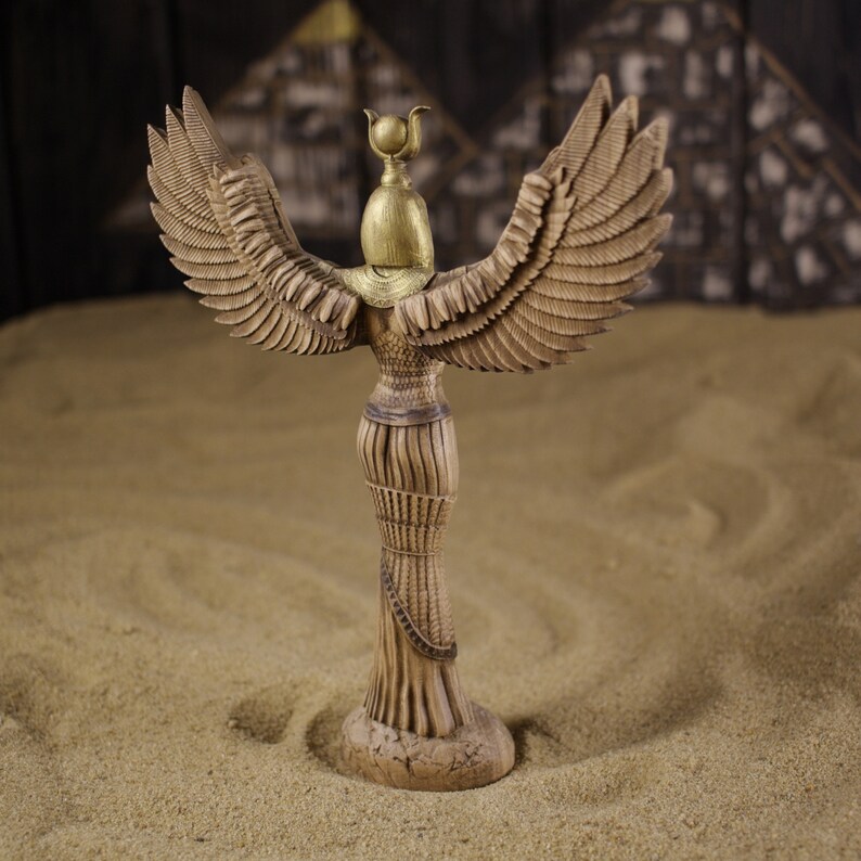Isis Statue Wooden Egyptian Goddess Altar Decor Sculptures image 4