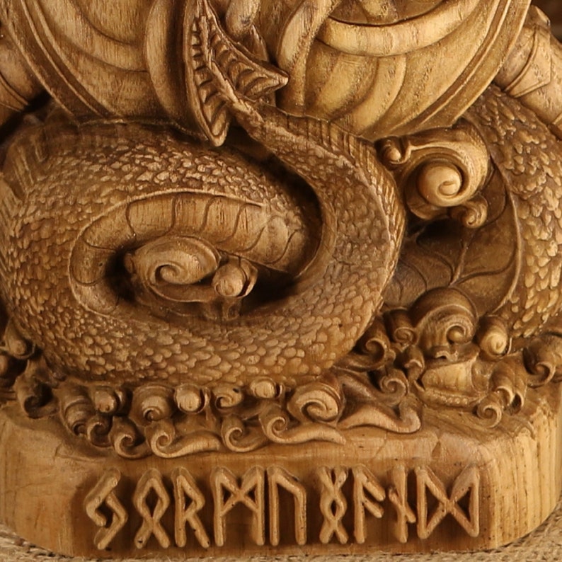 Jormungandr Dragon Statue Norse Pagan Norse Gods Wooden Etsy UK