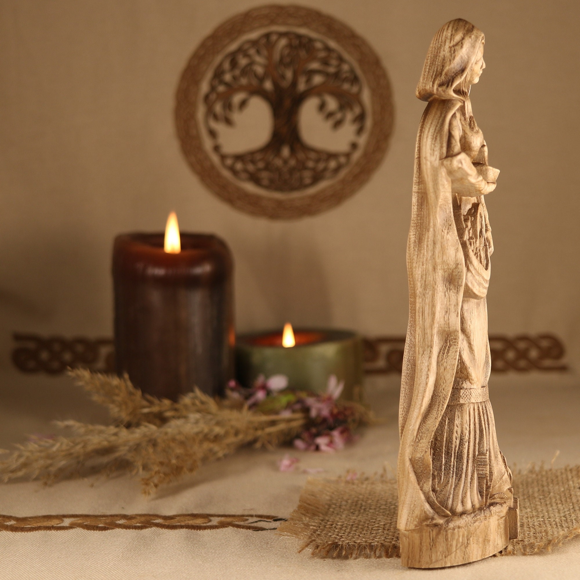 Goddess Statue Eir Norse Pagan Altar Wood Sculpture Etsy UK