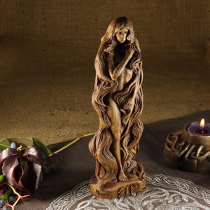 Norse pagan decor, Sif, Wooden statue Goddess statue altar Wood sculpture