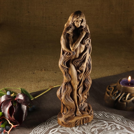 Norse pagan decor, Sif, Wooden statue Goddess statue altar Wood sculpture