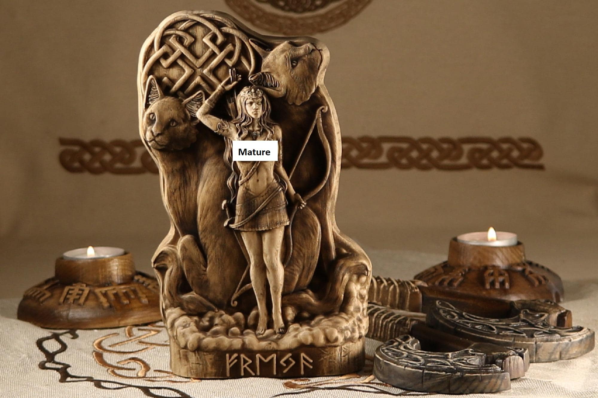 Handmade Freyja Statue: Wooden Norse Goddess Altar Decor - Etsy