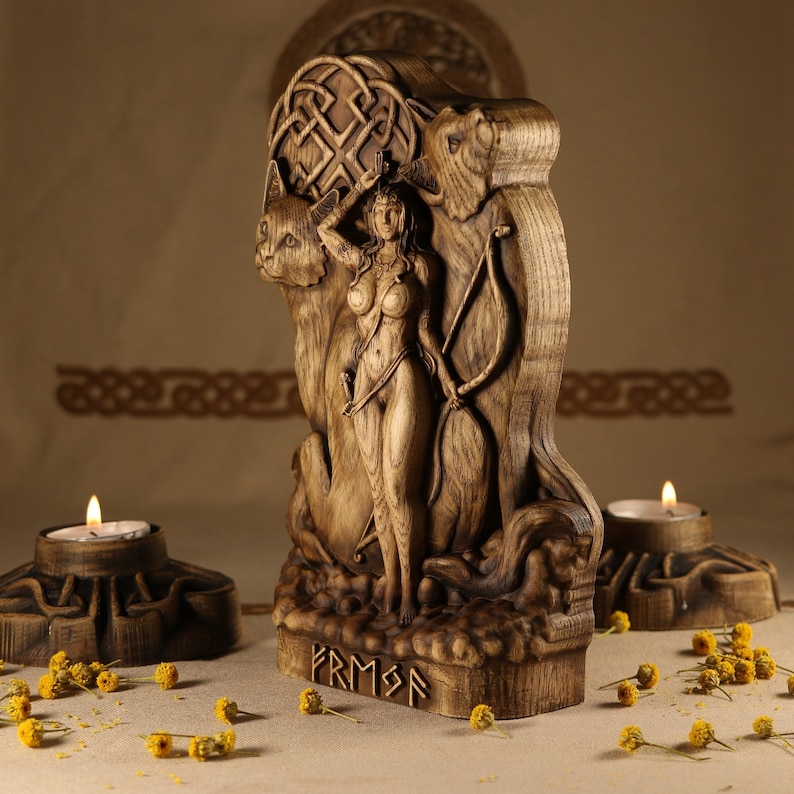 Freya Asatru Altar Freyja Goddess Statue Freya Cats Freyja Etsy