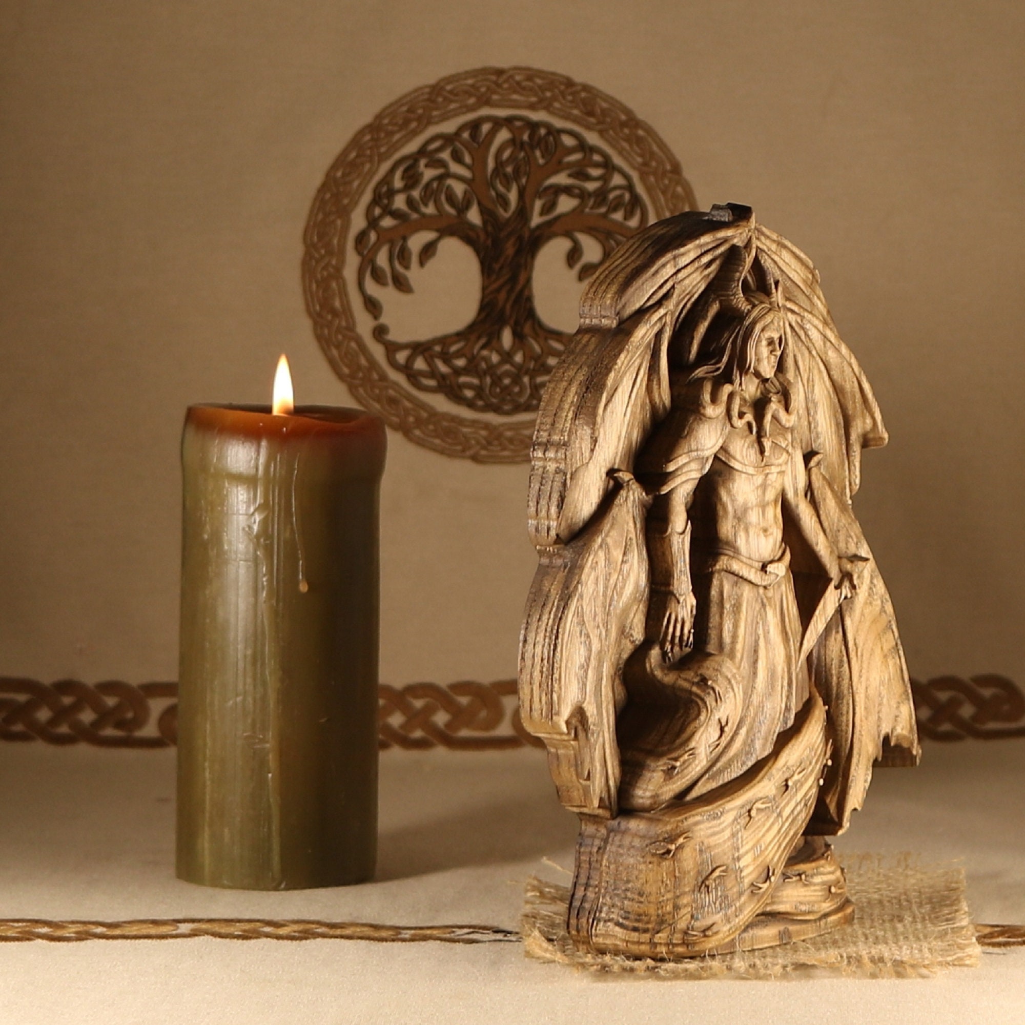 Samael Statue: Ash Wood Luciferian Occult Decor - Etsy