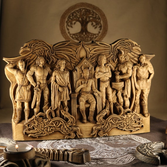 Odin Family Wood Carving: Norse Gods Viking Decor