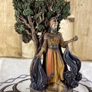 Enki Statue: Sumerischer Gott der Weisheit, Holz Geschnitzt