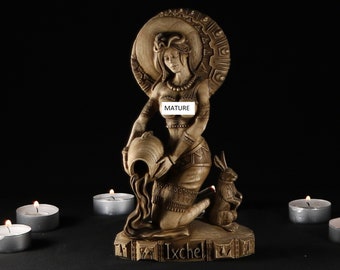 Ixchel Mayan Goddess Statue: Wood Altar Decor