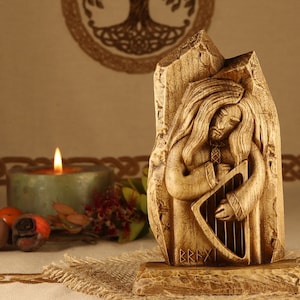 Bragi, Norse statue, Wood art home decor, Wood carving set