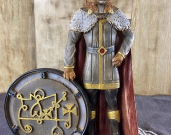 Beleth Demon Statue – Goetia King, Occult Decor Wooden with Seal Figure Mythology Sculpture