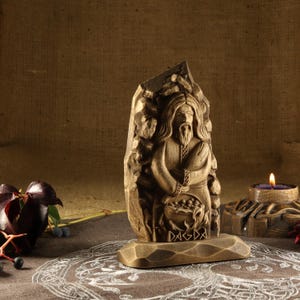 Dagda statue, Norse gods, Norse altar, Celtic gods, Norse pagan decor, Woodcarving Druid Irish Wood sculpture Travel altar Viking home decor