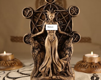 Hekate Statue: Wooden Triple Goddess Altar, Greek Sculpture