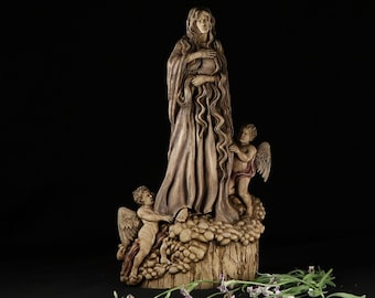 手作りのマグダラのマリア像：彫刻されたトネリコ材の宗教彫刻 - Etsy 日本