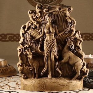 Ashera Goddess Statue: Hand Carved Ash Wood Sculpture