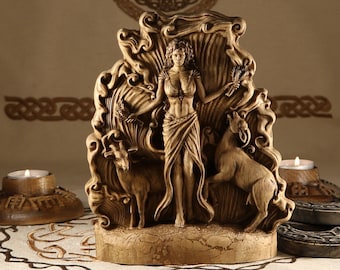 Ashera Goddess Statue: Hand Carved Ash Wood Sculpture