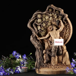 Estatua de Pan, Dios de Pan, Fauno, Dios con cuernos, Estatua griega, Dios griego antiguo Mitología griega Estatua romana Escultura de madera Dios de la naturaleza Faunus Pagan