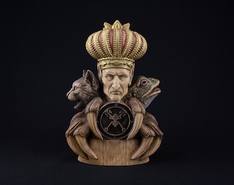 Bael, Baal god, Demon statue, Altar statue, Satan statue Goetia, Baphomet statue Sigil of baal Lucifer Belial Lucifuge Rofocale Wood carving