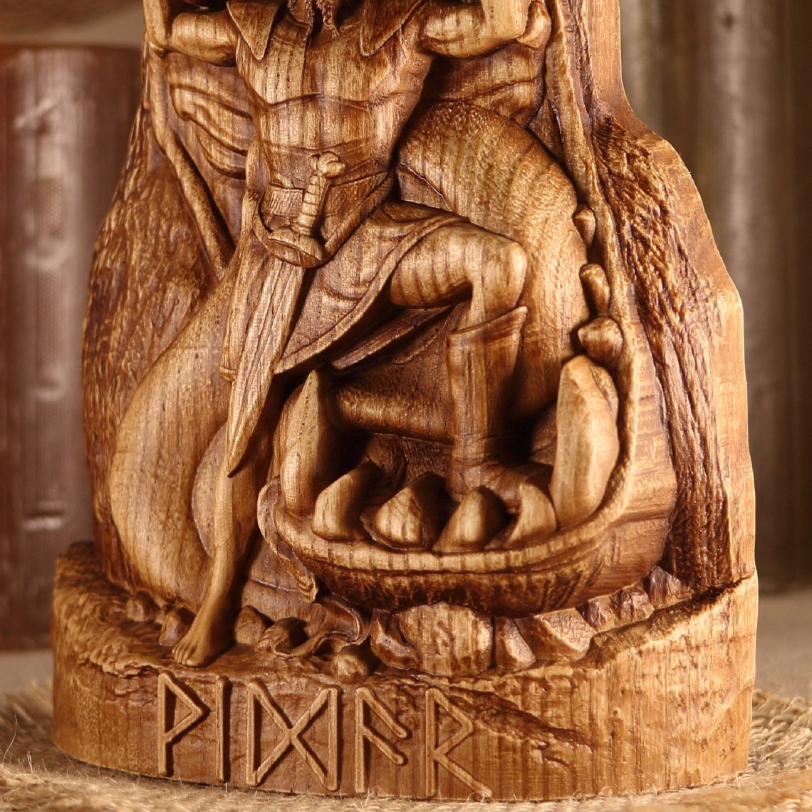 Vidar statue Wood gifts for men Handmade wooden art Etsy