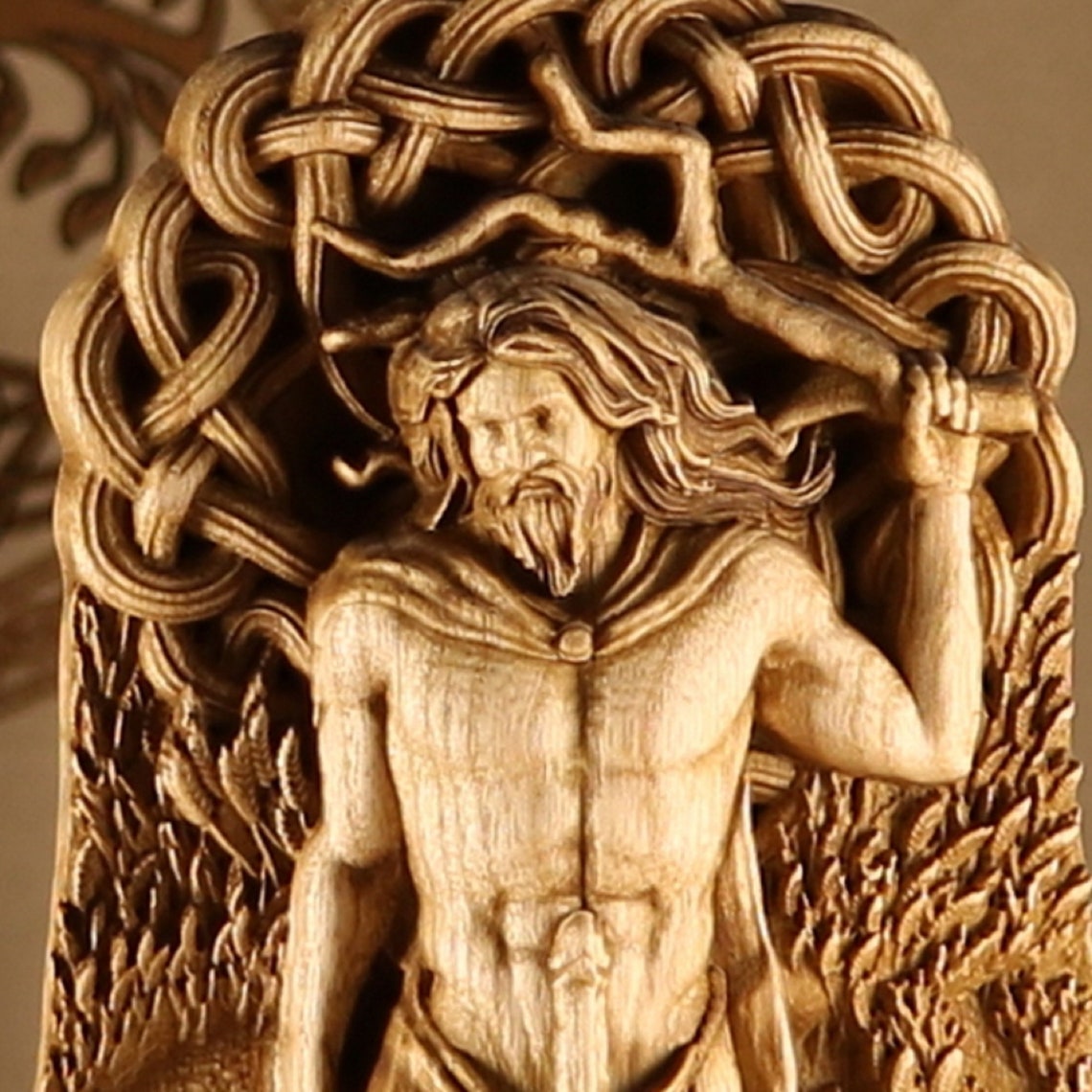 Carved wood Freyr figurine Freyr statue Norse pagan decor Etsy