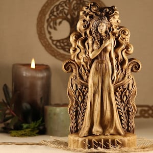 Nanna Goddess statue, Scandinavian decor,  Wood figurine Wooden carving Anniversary gift