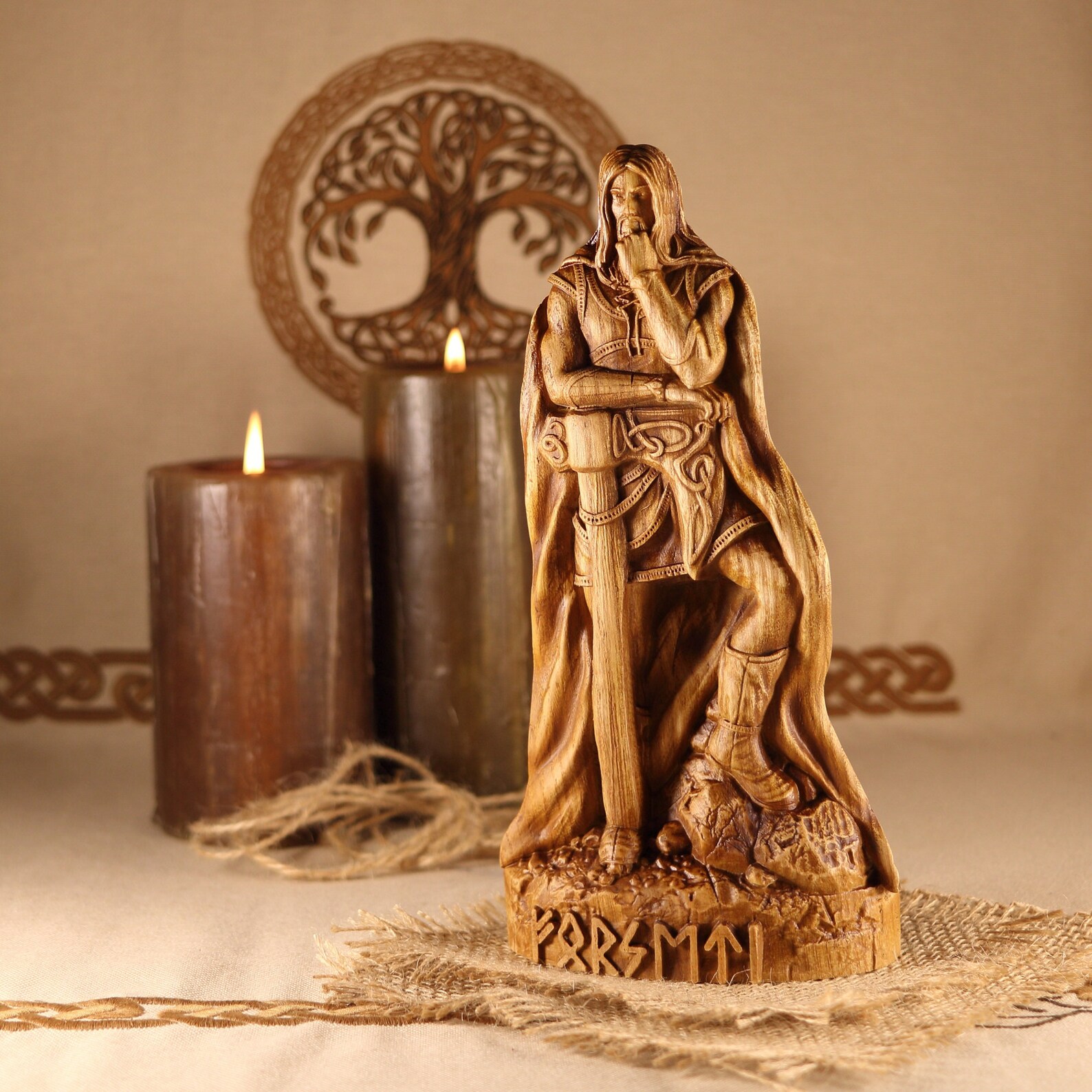 Viking wood carving Forseti statue Goddess and god statue Etsy
