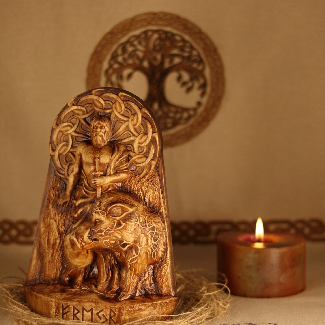 Freyr god wooden statue Etsy