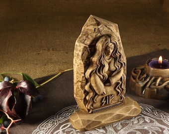 Sif, Altar, Göttinnenstatue, nordisches heidnisches Dekor, Holzschnitzerei Holzstatue