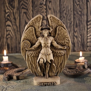 Shemyaza, Azazel, Baphomet, Satan statue, Wooden statue, Satanic altar Lucifer altar Satanism Demon Fallen angel statue Lilith Wood carving