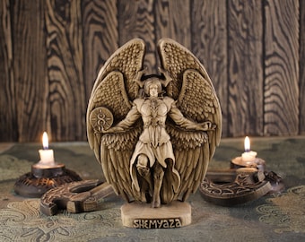 Shemyaza Fallen Angel Statue: Handmade Ash Wood Carving - Etsy