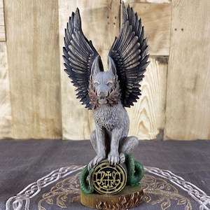 Marchosias Demon statue Demon sigil Winged wolf Goetia demon Occult décor Pagan statue Marchosias seal Wicca altar Solomon Pagan altar Wicca