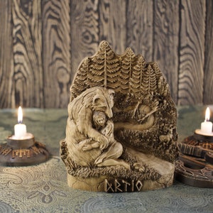 Artio, Celtic Goddess, Celtic Mythology, Wooden Bear Goddess Statue