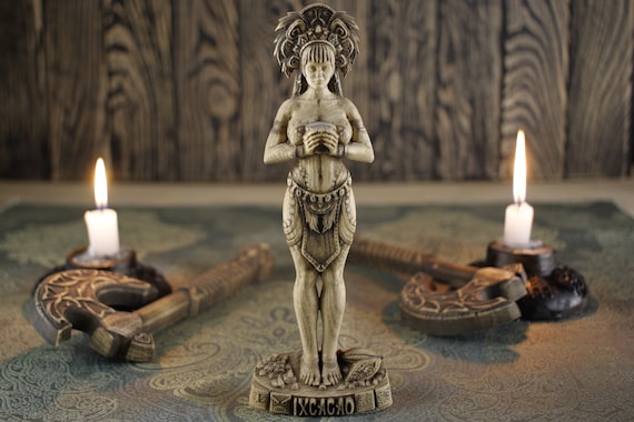 Ixcacao Mayan Goddess Statue: Handmade Ash Tree Sculpture - Etsy