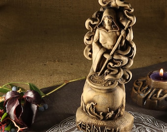 Cerridwen Statue: Handcarved Wooden Celtic Goddess Altar Decor