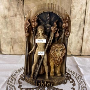 Ishtar Ishtar statue Inanna Goddess statue Star of ishtar Sumerian Astarte Sumerian goddess Mesopotamia Ishtar goddess Ishtar art Wood art