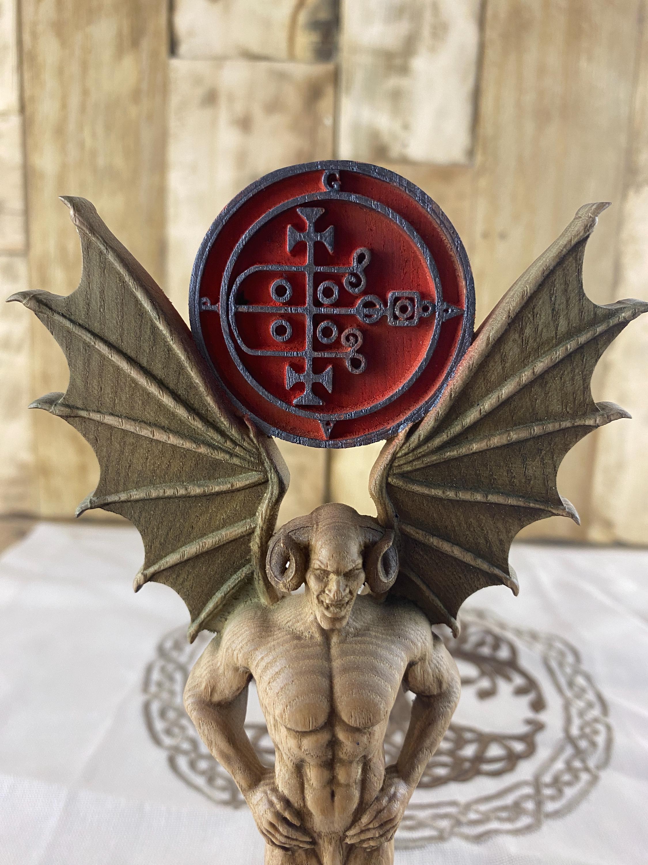 Demon Gaap Statue, Goetia Sigil, Occult Wooden Decor Demonology Art ...