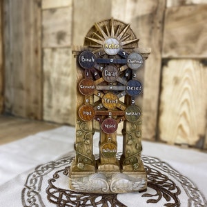 Tree of Life Sephirot Wooden Statue: Kabbalah Altar Decor