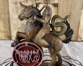 Duke Bathin Ash Wood Statue: Occult Gothic Decor Demon Occult Art Carved Sculpture Mythology