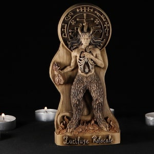 Lucifuge Rofocale, Demon statue lucifuge Demon Wooden statue Occult decor Gothic style Satan Demon figurine