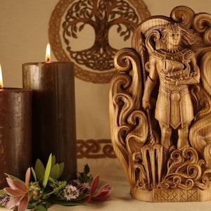 Njord, Njord statue, Odin statue, Thor statue Norse gods Viking wood carving Wood carving, Norse pagan Wikinger deko Wood sculpture