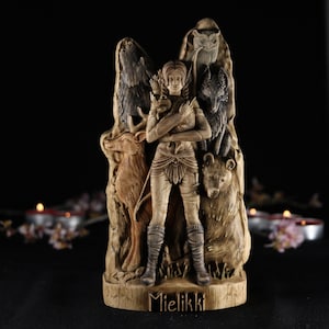 Mielikki, Goddess statue  Wood sculpture Norse pagan Finland Mythology Goddess of the Forest Nature Norse mythology Pagan decor Wood carving