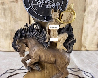 King Beleth Wooden Statue | Gothic Demon Sculpture | Occult Art Decor | Mythological Wooden Figure