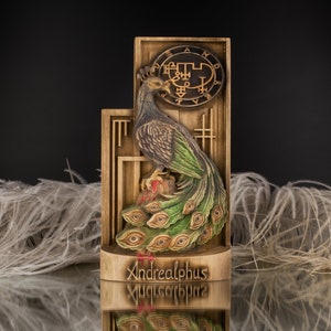 Andrealphus, Demon statue, Wooden statue, Satan statue Occult Magical World Wood sculpture Devil statue Lucifer altar Baphomet statue Goetia