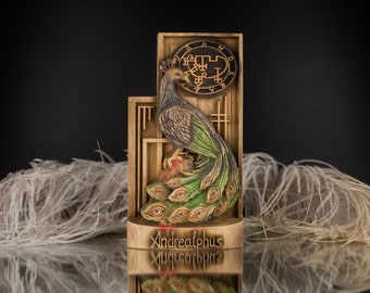 Andrealphus Demon Wooden Statue, Occult Altar Sculpture