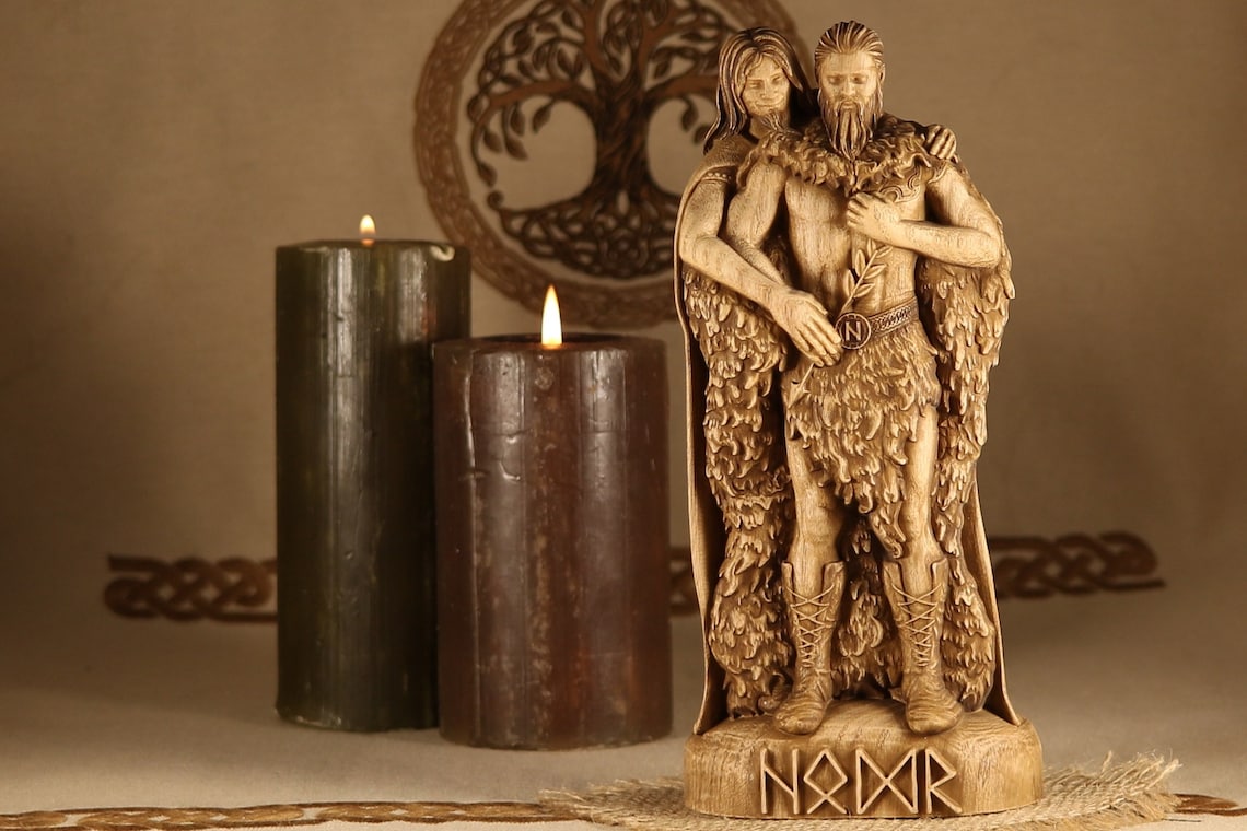 Wooden statue Hodr Norse pagan altar Wood sculpture Höðr for Etsy