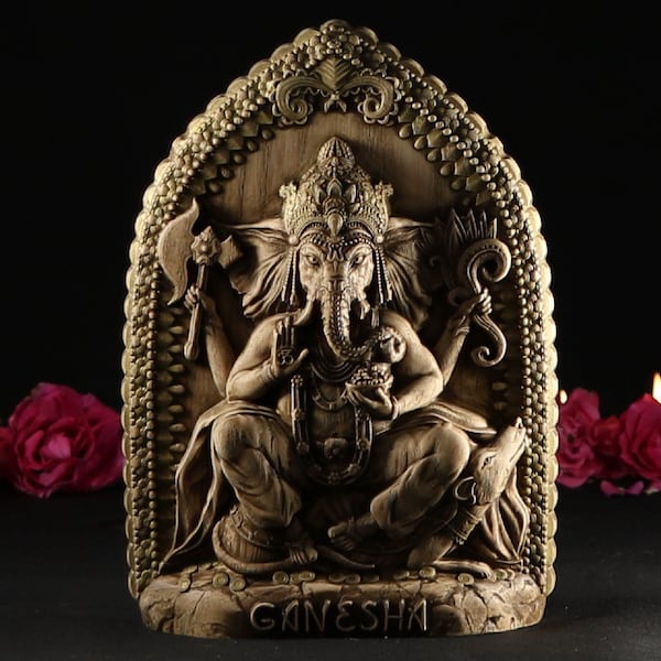 Ganesh statue, Ganesha statue, Wooden ganesha, Hindu art Hindu gods Hindu altar Lord ganesha idol Wood sculpture Wood carving Ganapati Shiva