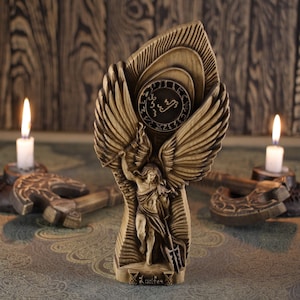 Luzifer, Luzifer-Statue, Leviathan, Satanismus Holzskulptur Luzifer-Altar Baphomet Sigil von luzifer Okkulte Kunst Lilith Holzstatue Goth