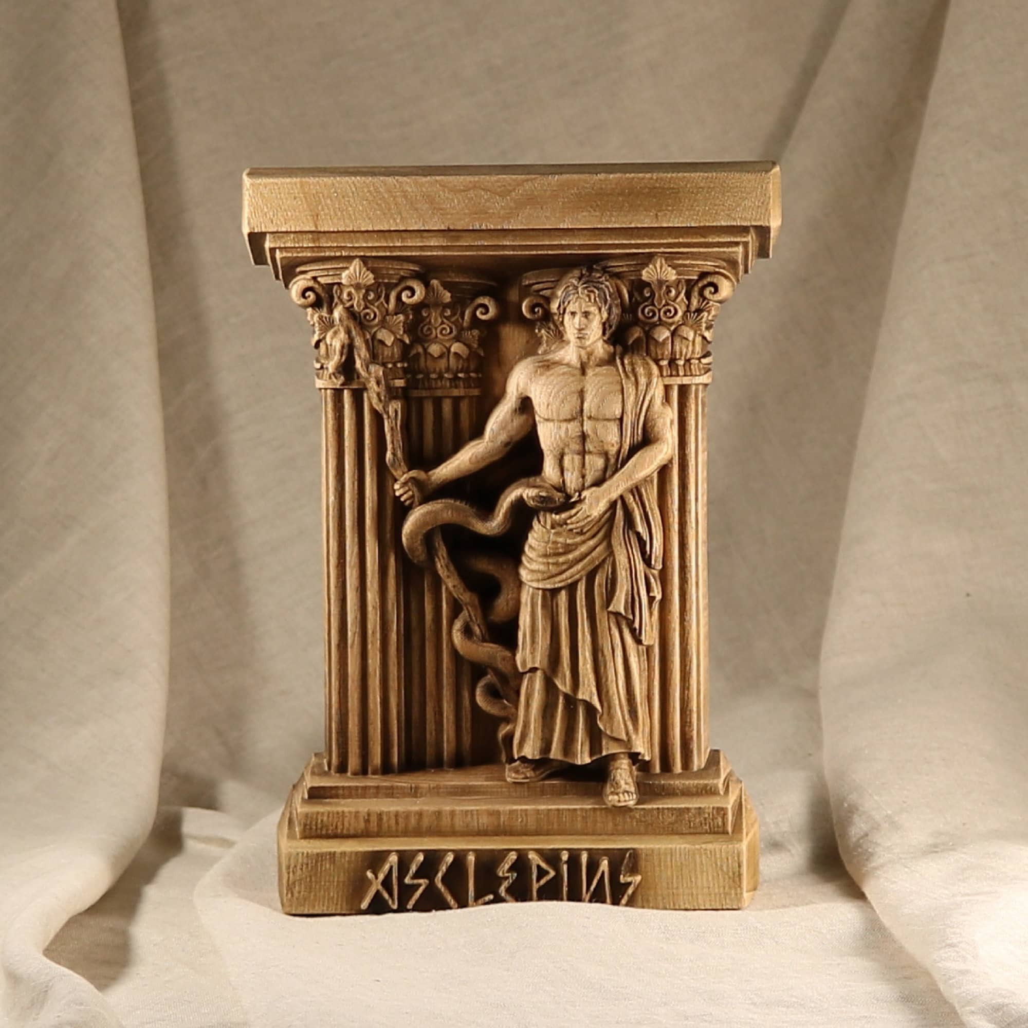 アスクレピオス像 古代ギリシャの医学の神の彫像 約23cm 彫像/彫刻] | [西洋] | [浪漫堂ショップ]