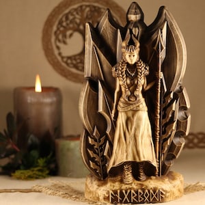 Angrboda goddess statue Witch altar statue, Wooden anniversary, For her and him  Hel