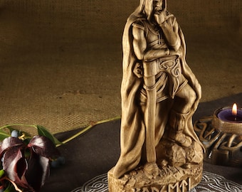 Forseti Statue: Norse God Wood Carving, Viking Altar Decor
