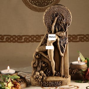 Persephone statue, Greek sculpture, Greek mythology Greek goddess statue Kore statue Goddess of spring Persephone altar Hades Wood sculpture